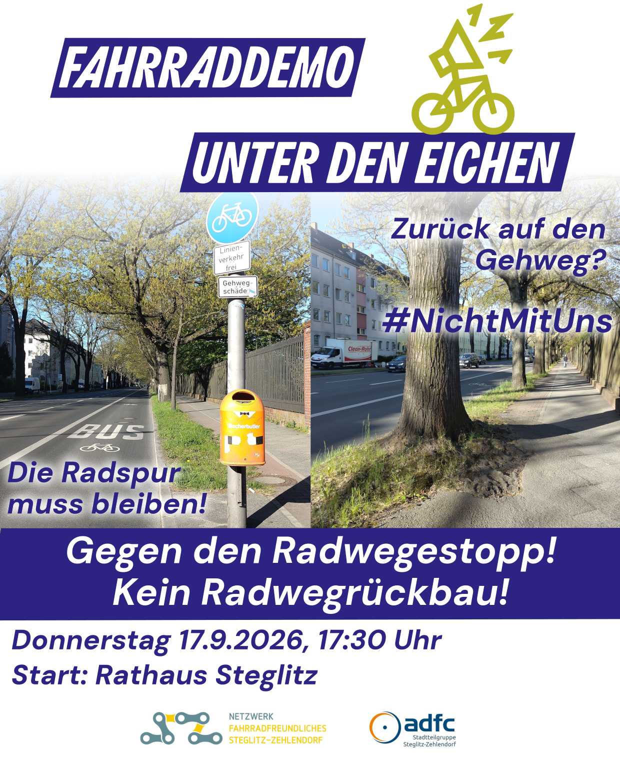 Demo gegen Radwegrückbau Unter den Eichen